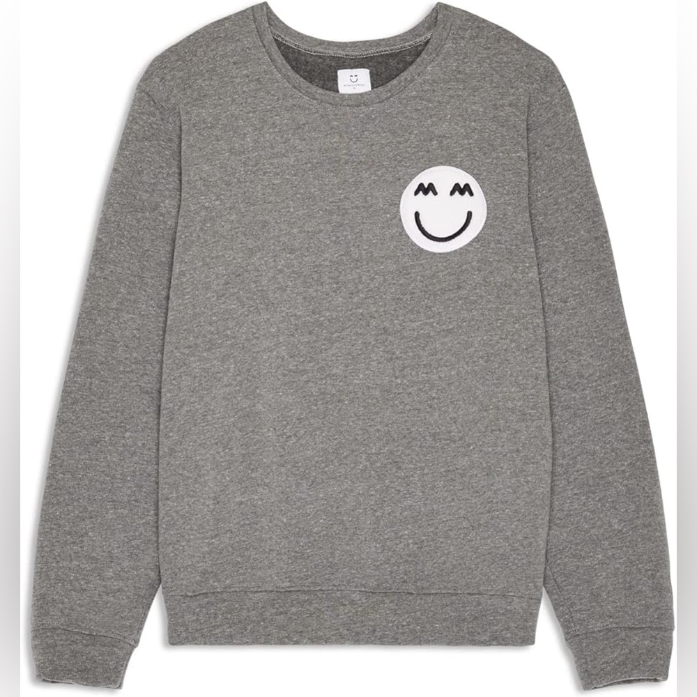 Miles and Milan Logo Patch Sweatshirt heather gray sz XL grey men womens smiley